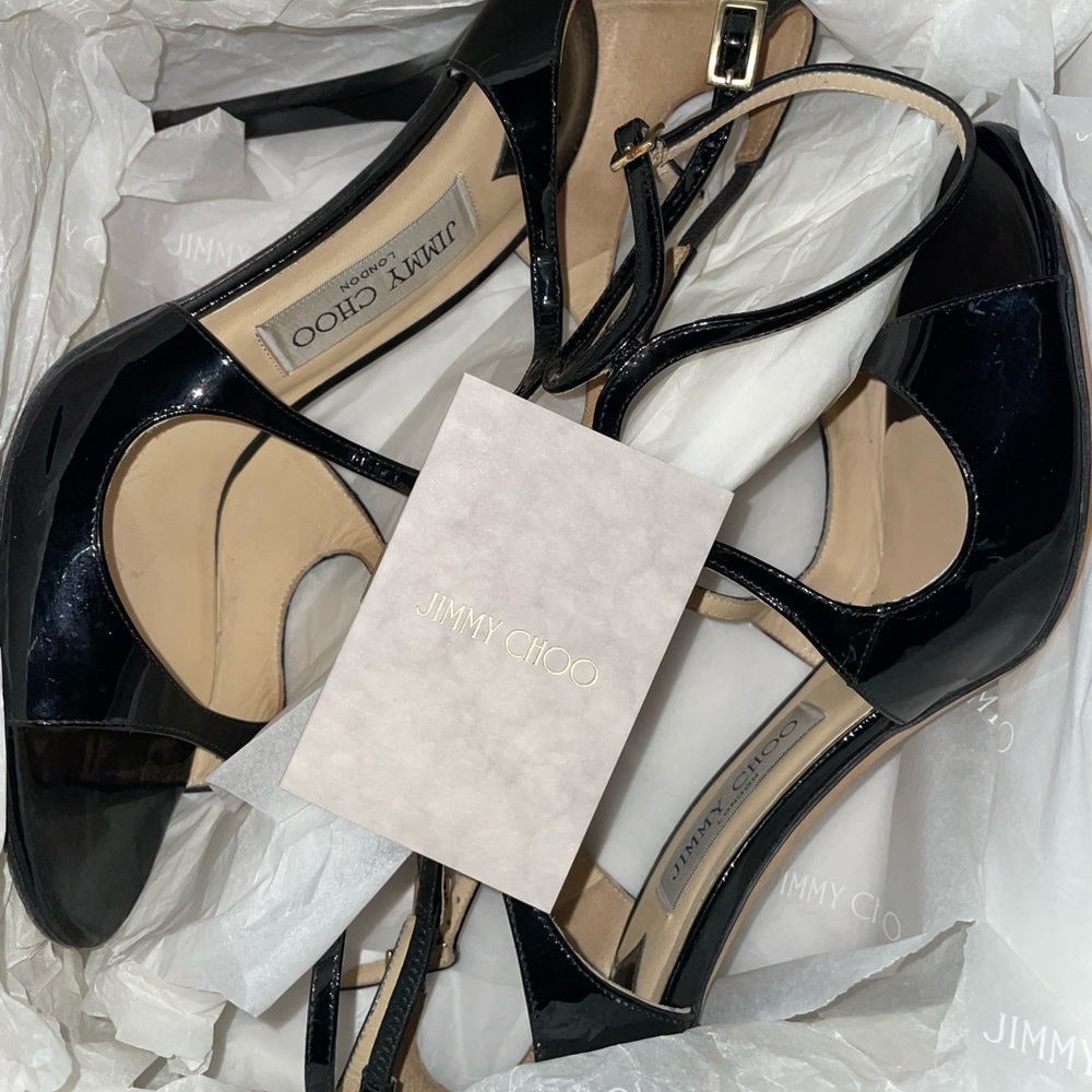 Jimmy Choo Lang Black Patent leather heels